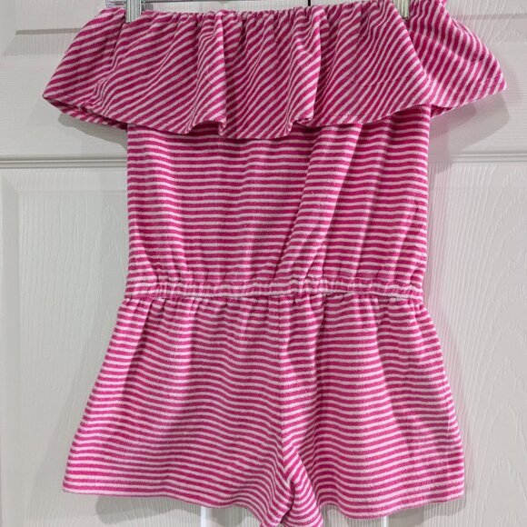 Ralph Lauren Girl's Terry Cloth Romper, Pink White, Size Medium 8-10, Strapless - Picture 6 of 16